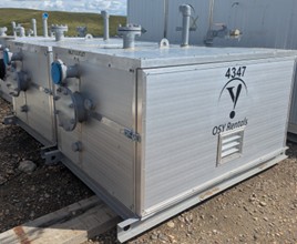 5 BBL 14.9 PSI enclosed heated knockout drum rental in Alberta