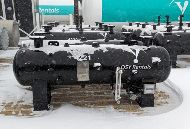 5 BBL 285 PSI knockout drum rental in Alberta