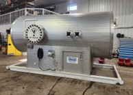 New 60 BBL 50 PSI heated coated skidded insulated knockout drum rental in Alberta