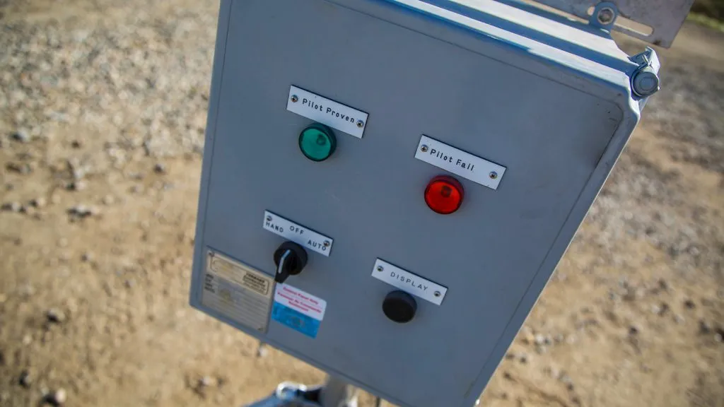 Remote flare stack pilot control panel with auto-ignition and flame monitoring features, available for rent for oilfields in AB, SK, BC, Western Canada.